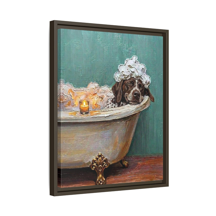 "Spa Day" - German Shorthaired Pointer Vertical Framed Canvas - Dog Lover Wall Art