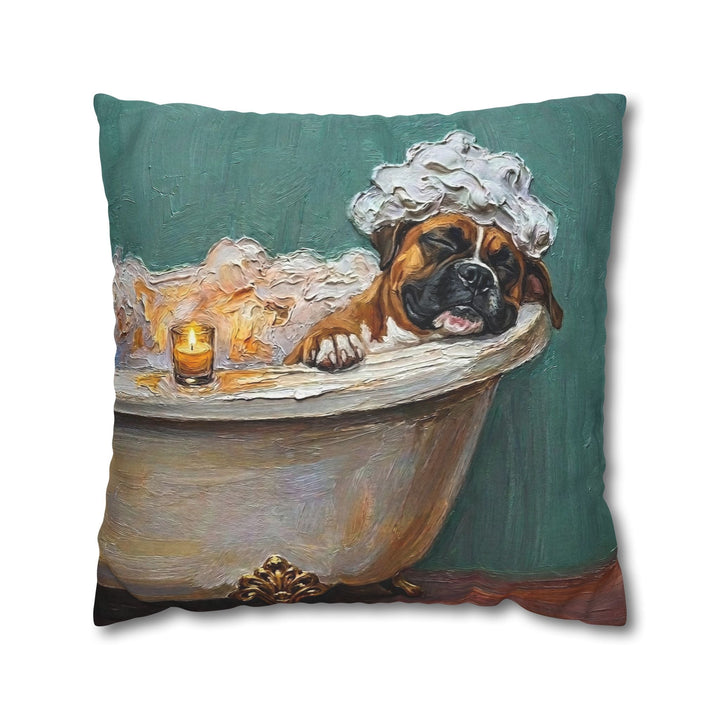 "Spa Day" - Boxer Throw Pillow - Dog Lover Home Decor