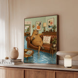 "Another Day in Paradise" - Capybara Vertical Framed Canvas - Dark Burnout Humor Wall Art