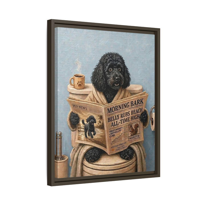 "Morning Business" - Poodle Vertical Framed Canvas - Dog Lover Wall Art