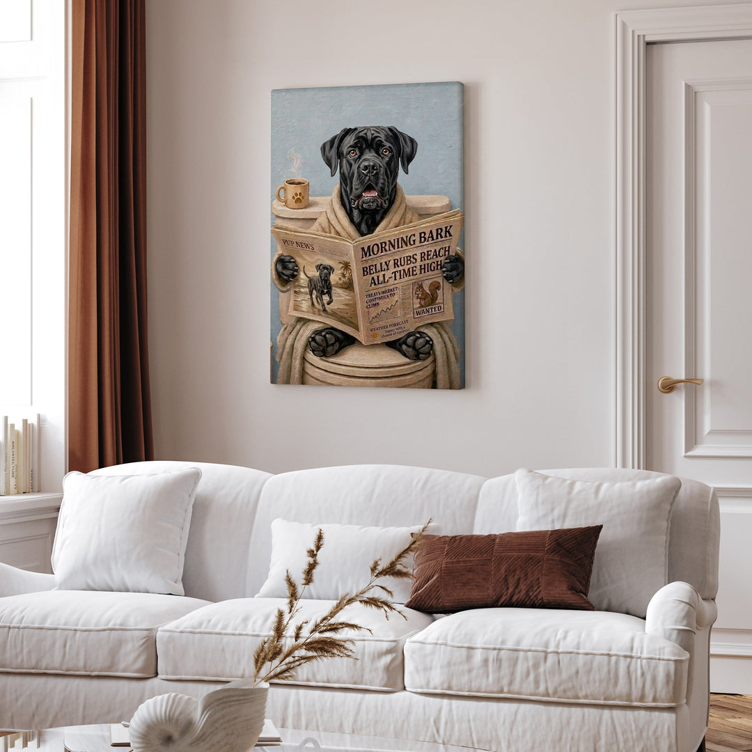 "Morning Business" - Cane Corso Vertical Canvas - Dog Lover Wall Art