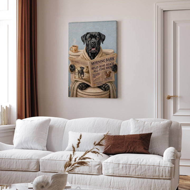 "Morning Business" - Cane Corso Vertical Canvas - Dog Lover Wall Art