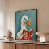 "Nice Bum" - Duck Vertical Framed Canvas - Animal Book Humor Wall Art