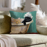 "Spa Day" - Black Throw Pillow - Cat Lover Home Decor