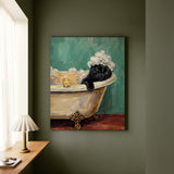 "Spa Day" - Black Vertical Canvas - Cat Lover Wall Art