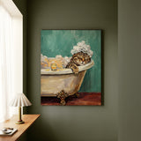 "Spa Day" - Classic Tabby Vertical Canvas - Cat Lover Wall Art