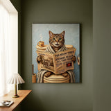 "Morning Business" - Classic Tabby Vertical Canvas - Cat Lover Wall Art
