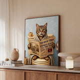 "Morning Business" - Classic Tabby Vertical Framed Canvas - Cat Lover Wall Art