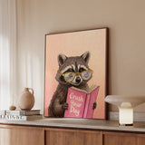 "Crush Your Day" - Raccoon Vertical Framed Canvas - Animal Book Humor Wall Art