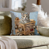 "Morning Business" - Dilute Calico Throw Pillow - Cat Lover Home Decor