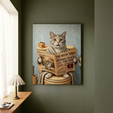 "Morning Business" - Dilute Calico Vertical Canvas - Cat Lover Wall Art