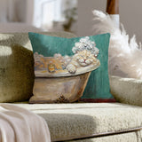 "Spa Day" - Fluffy White Cream Longhair Pillow Cover - Cat Lover Home Decor