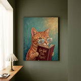 "Go Get em Tiger" - Cat Vertical Canvas - Animal Book Humor Wall Art
