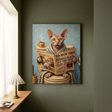 "Morning Business" - Hairless Vertical Canvas - Cat Lover Wall Art