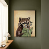 "Mindful Eating" - Raccoon Vertical Canvas - Animal Book Humor Wall Art