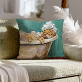"Spa Day" - Orange Ginger Tabby Pillow Cover - Cat Lover Home Decor