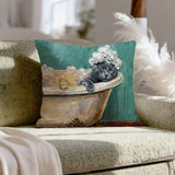 "Spa Day" - Solid Grey Pillow Cover - Cat Lover Home Decor