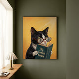 "The Fearless Hunter" - Cat Vertical Canvas - Animal Book Humor Wall Art