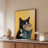"The Fearless Hunter" - Cat Vertical Framed Canvas - Animal Book Humor Wall Art