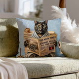 "Morning Business" - Tortoiseshell Throw Pillow - Cat Lover Home Decor