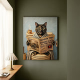 "Morning Business" - Tortoiseshell Vertical Canvas - Cat Lover Wall Art