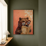 "Treat Yourself" - Bear Vertical Canvas - Animal Book Humor Wall Art