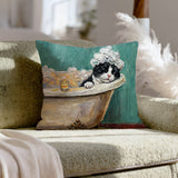 "Spa Day" - Tuxedo Pillow Cover - Cat Lover Home Decor