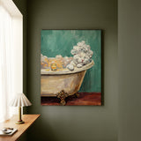"Spa Day" - White Shorthair Vertical Canvas - Cat Lover Wall Art