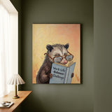 "Work Life Challange" - Opossum Vertical Canvas - Animal Book Humor Wall Art