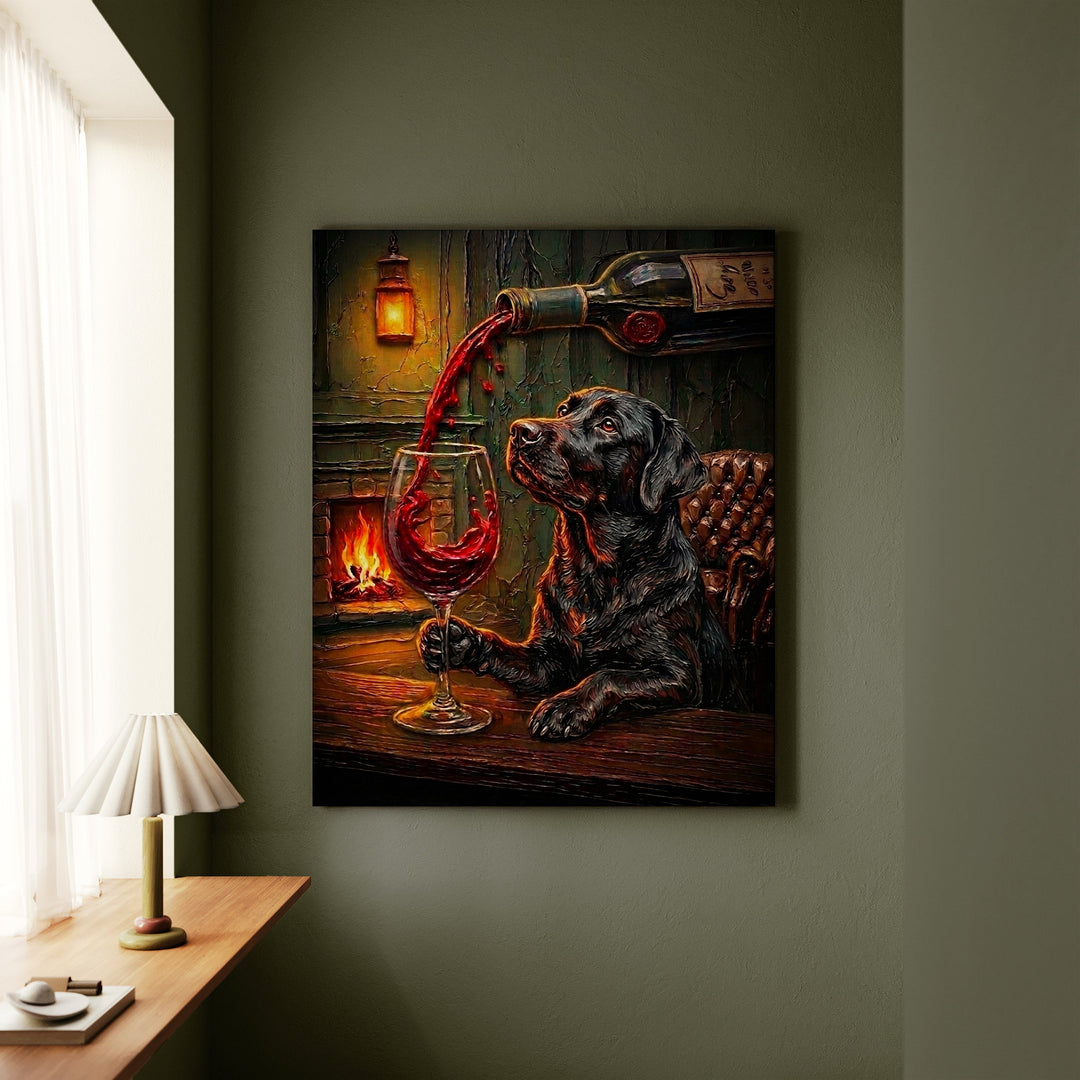 Labrador Wine & Woof Canvas