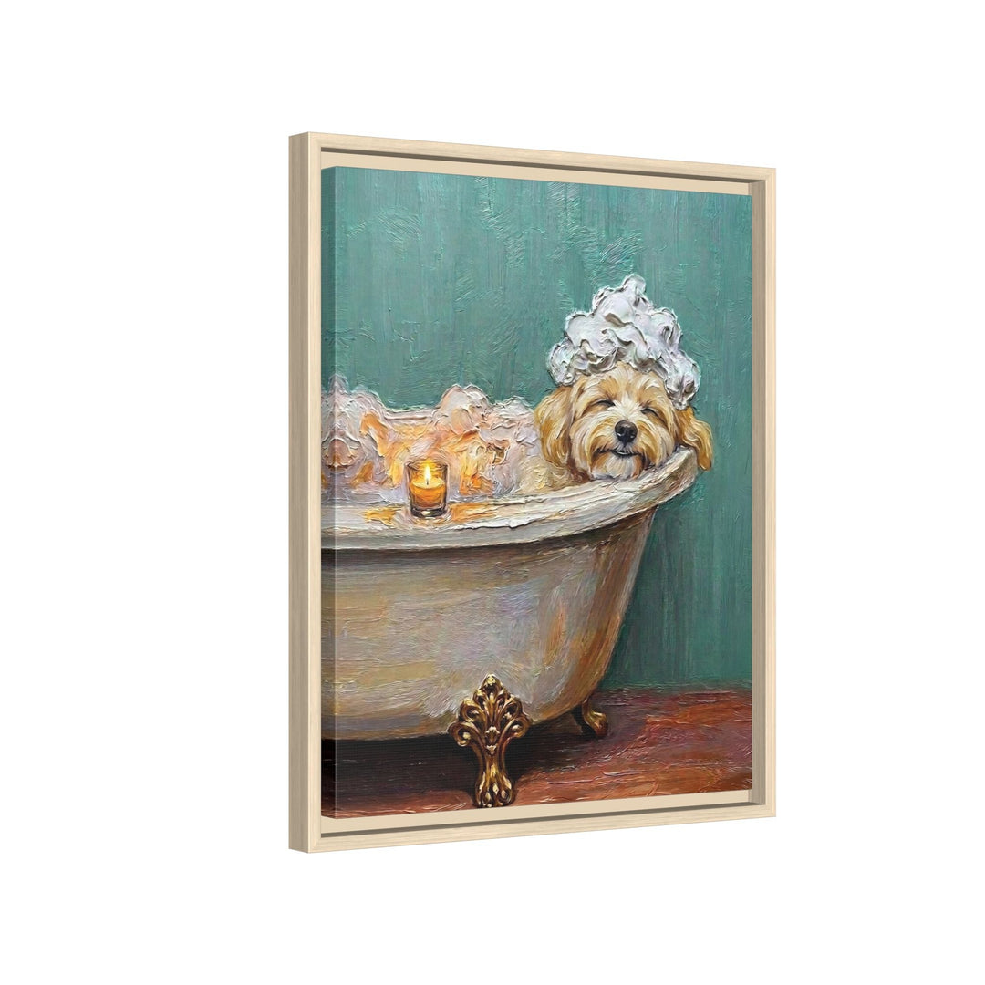 "Spa Day" - Havanese Vertical Framed Canvas - Dog Lover Wall Art