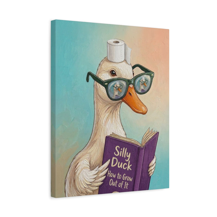 "Silly Duck" - Duck Vertical Canvas - Animal Book Humor Wall Art