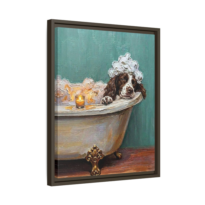"Spa Day" - English Springer Spaniel Vertical Framed Canvas - Dog Lover Wall Art