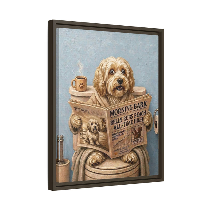 "Morning Business" - Havanese Vertical Framed Canvas - Dog Lover Wall Art