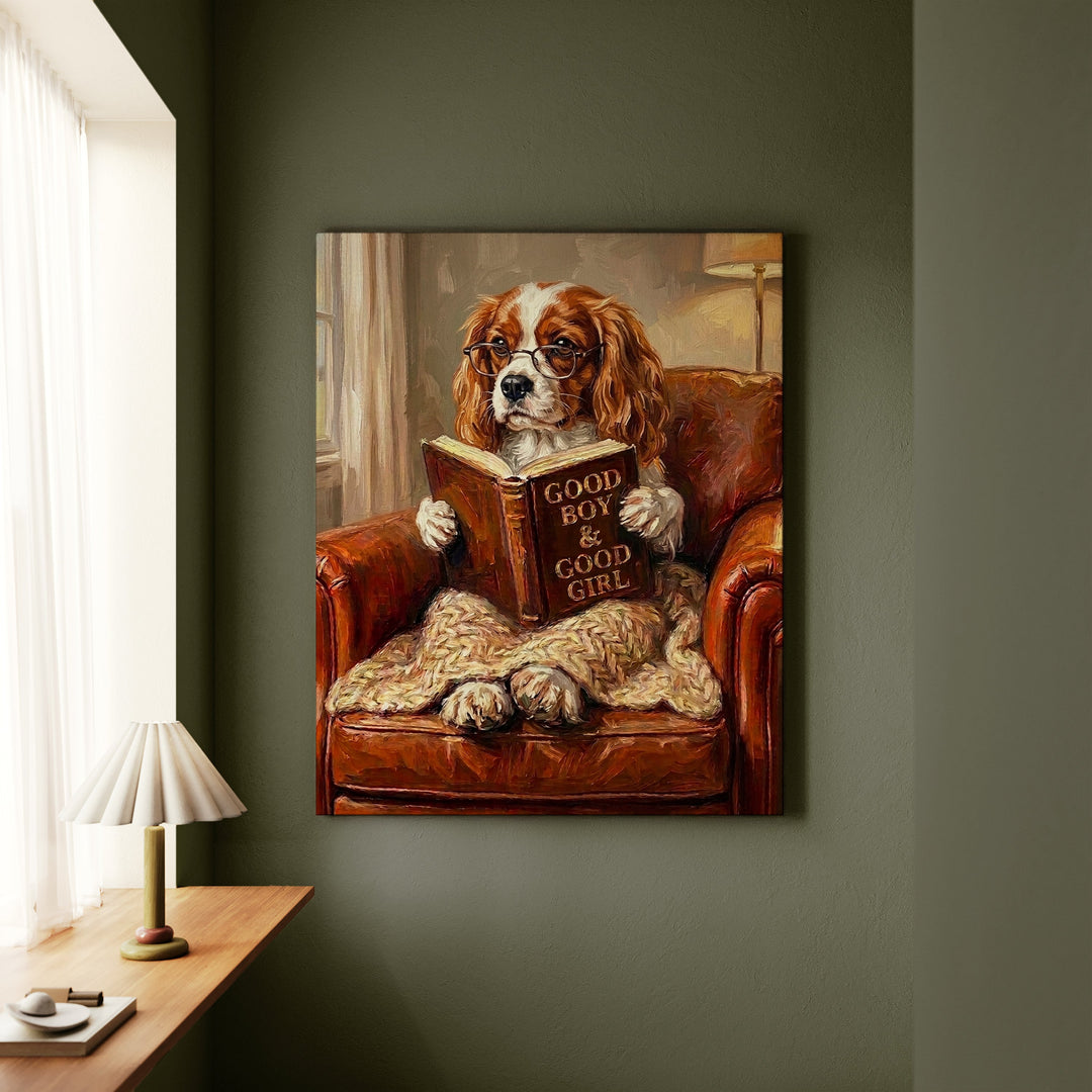 Cavalier King Charles Evening Read Canvas