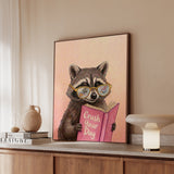 "Crush Your Day" - Raccoon Vertical Framed Canvas - Animal Book Humor Wall Art