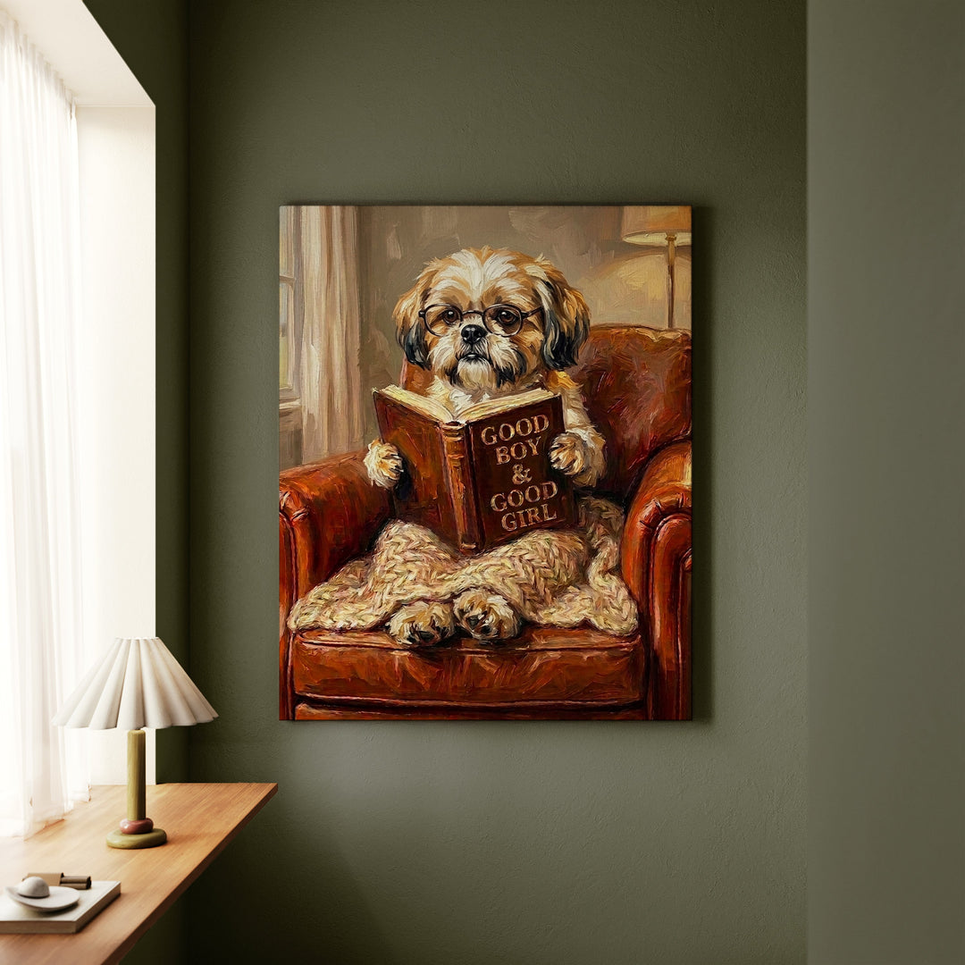 Shih Tzu Evening Read Canvas