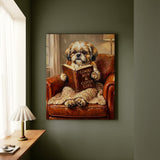 "Evening Read" - Shih Tzu Vertical Canvas - Dog Lover Wall Art