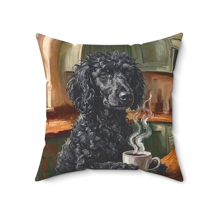 "Before Coffee" - Poodle Throw Pillow - Dog Lover Home Decor