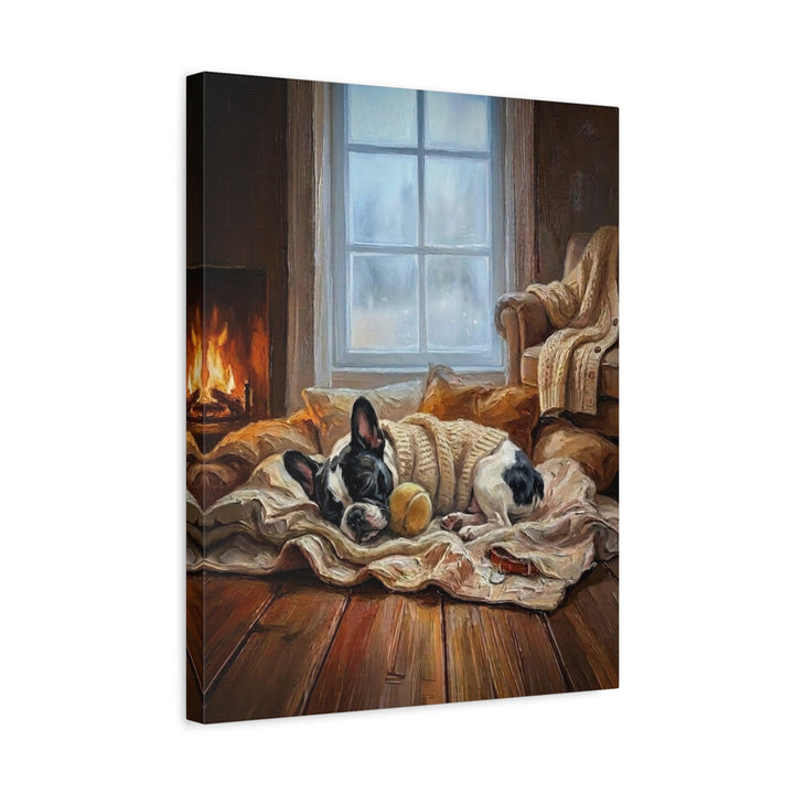 "Calm Memories" - Boston Terrier Vertical Canvas - Dog Lover Wall Art