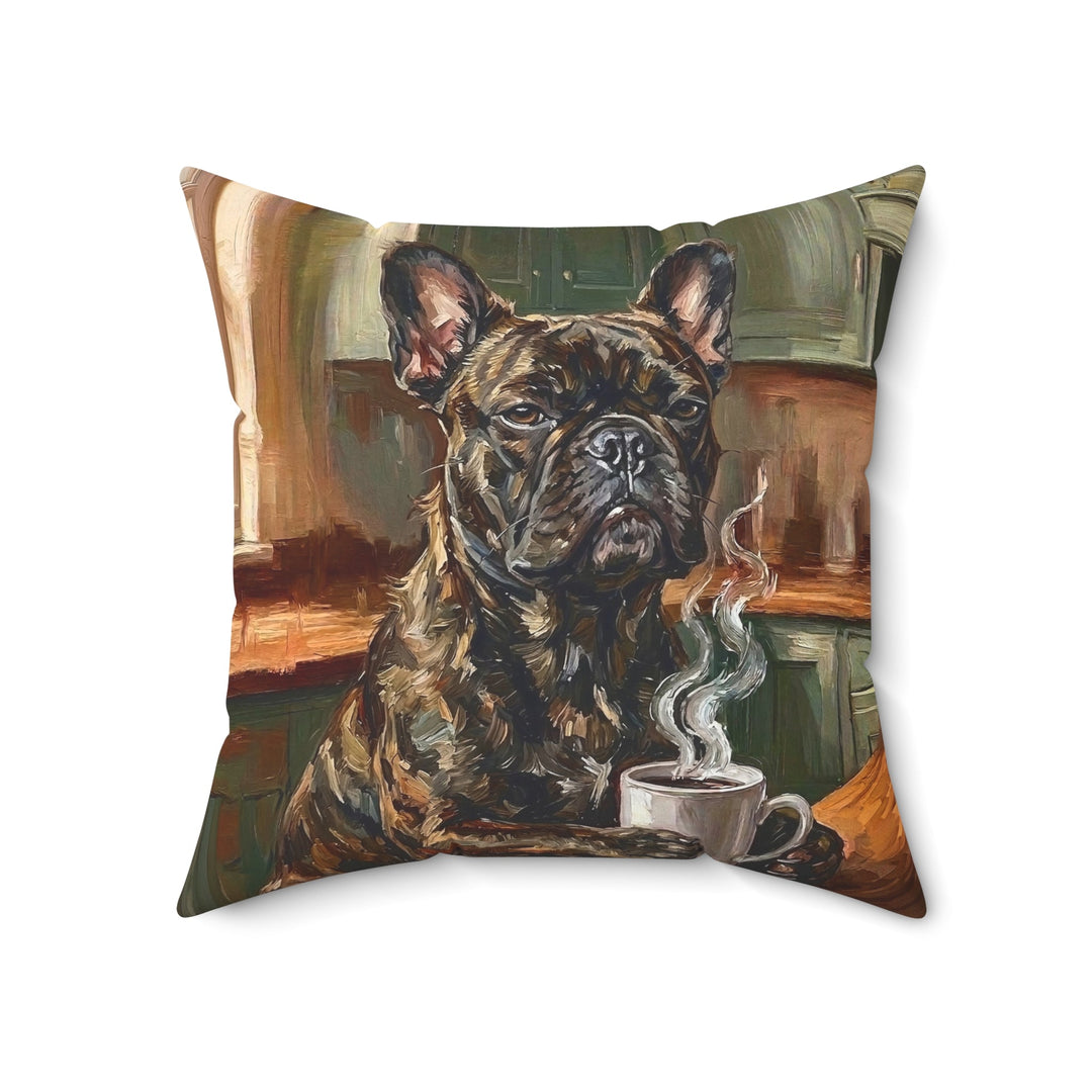 "Before Coffee" - French Bulldog Throw Pillow - Dog Lover Home Decor