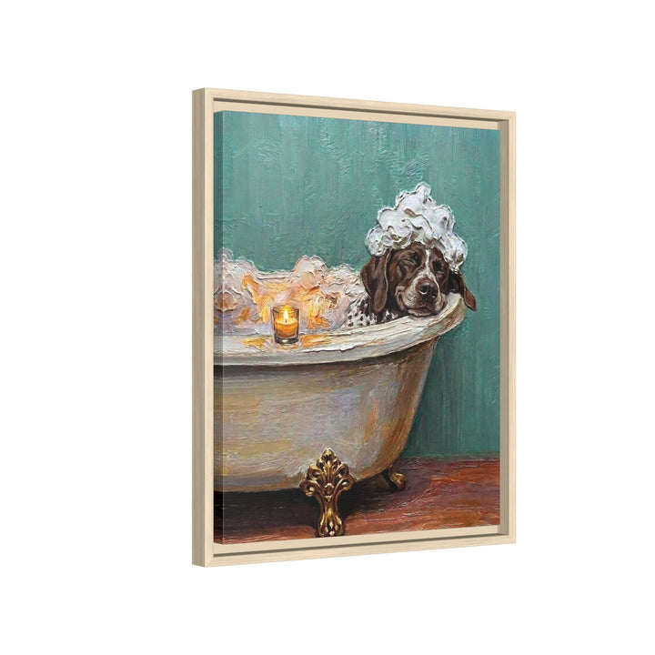 "Spa Day" - German Shorthaired Pointer Vertical Framed Canvas - Dog Lover Wall Art