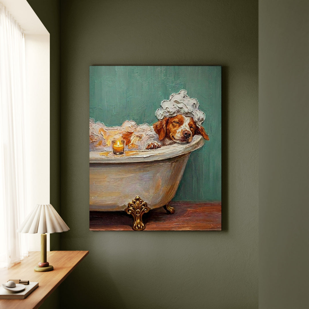 Brittany Spaniel Spa Day Canvas