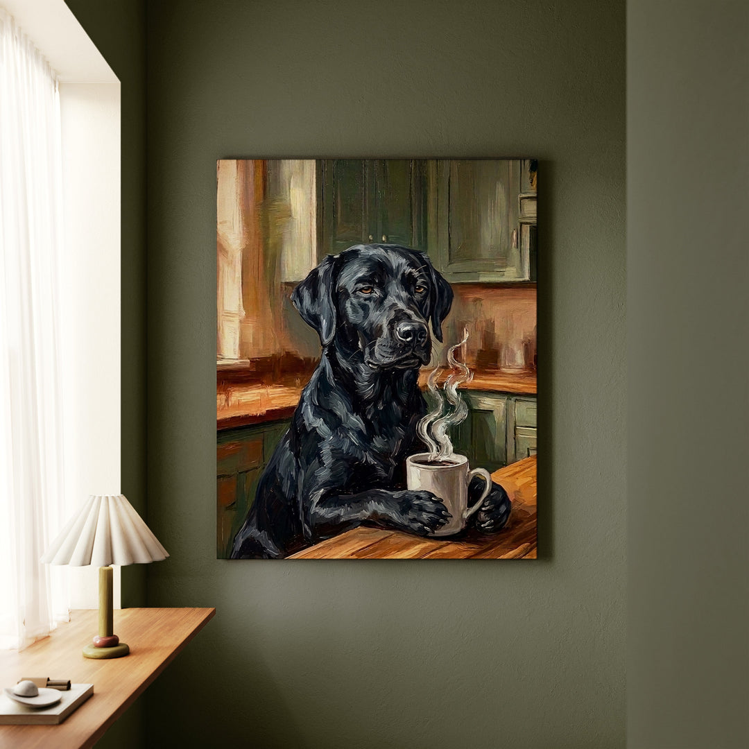 Labrador Before Coffee Canvas