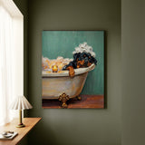 "Spa Day" - Rottweiler Vertical Canvas - Dog Lover Wall Art