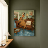 "Another Day in Paradise" - Capybara Vertical Canvas - Dark Burnout Humor Wall Art