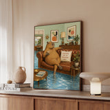 "Another Day in Paradise" - Capybara Vertical Framed Canvas - Dark Burnout Humor Wall Art