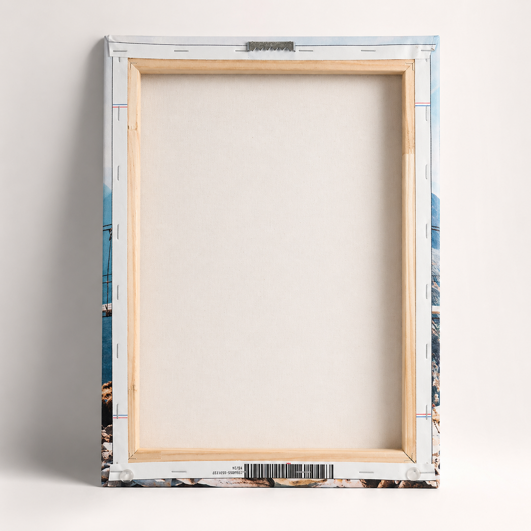 Canvas back and hanging detail