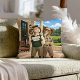 The 19th Hole – Golf Decor with Two Rams and a Suspect Scorecard – Throw Pillow