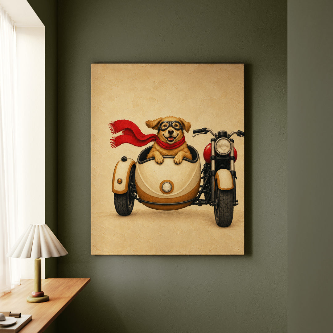 Born To Be Mild – Motorcycle Wall Art with Goggles and a Sidecar – Canvas Wall Art